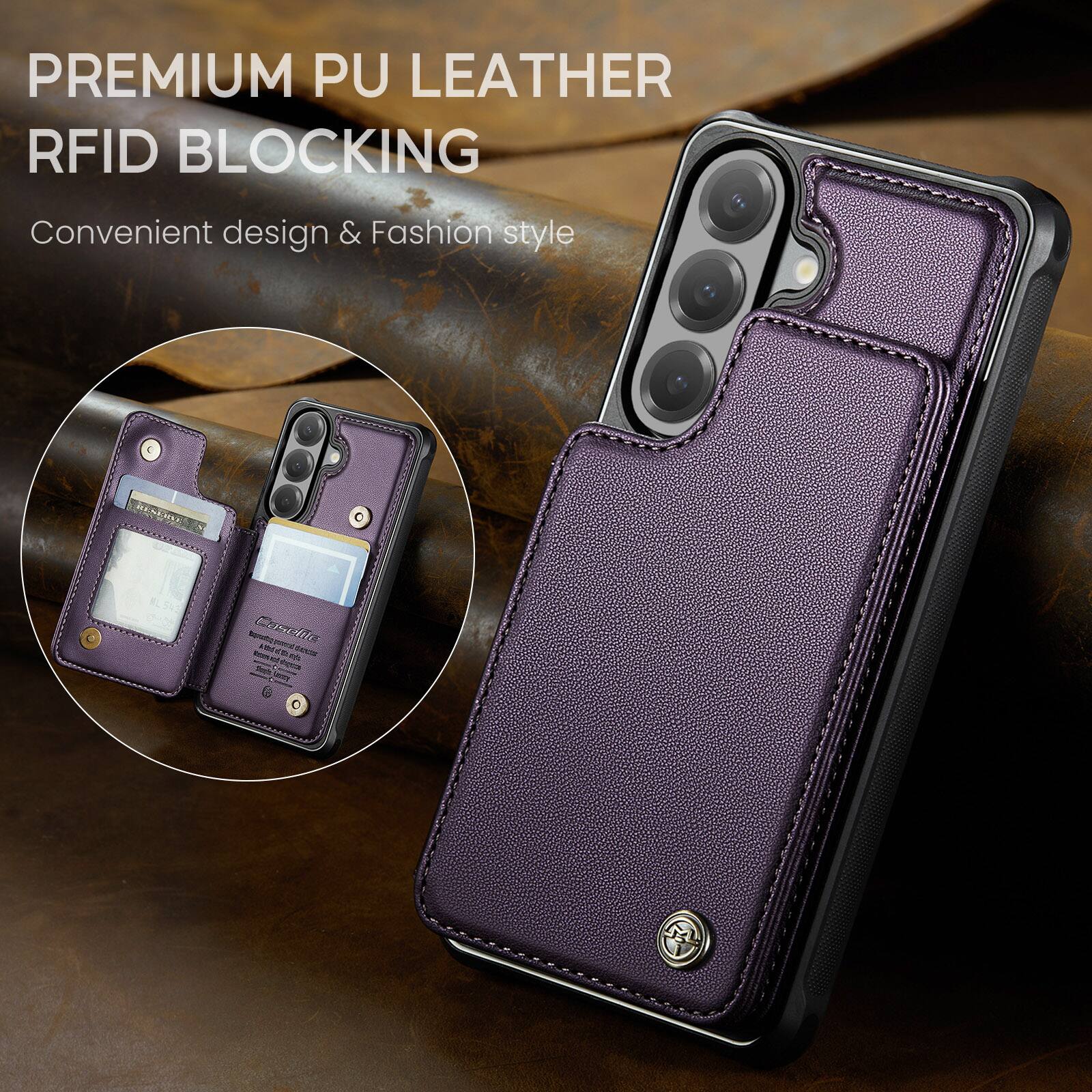 PREMIUM PU LEATHER RFID BLOCKING  
Convenient design & Fashion style