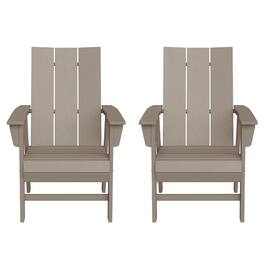 WestinTrends - Ashore Outdoor Patio HDPE Plastic Modern Adirondack Dining Chairs (Set of 2) - Weathered Wood