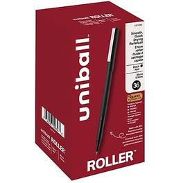 uni-ball - Roller Rollerball Pens, Micro Point, 0.5mm, 36/Pack - Black Ink