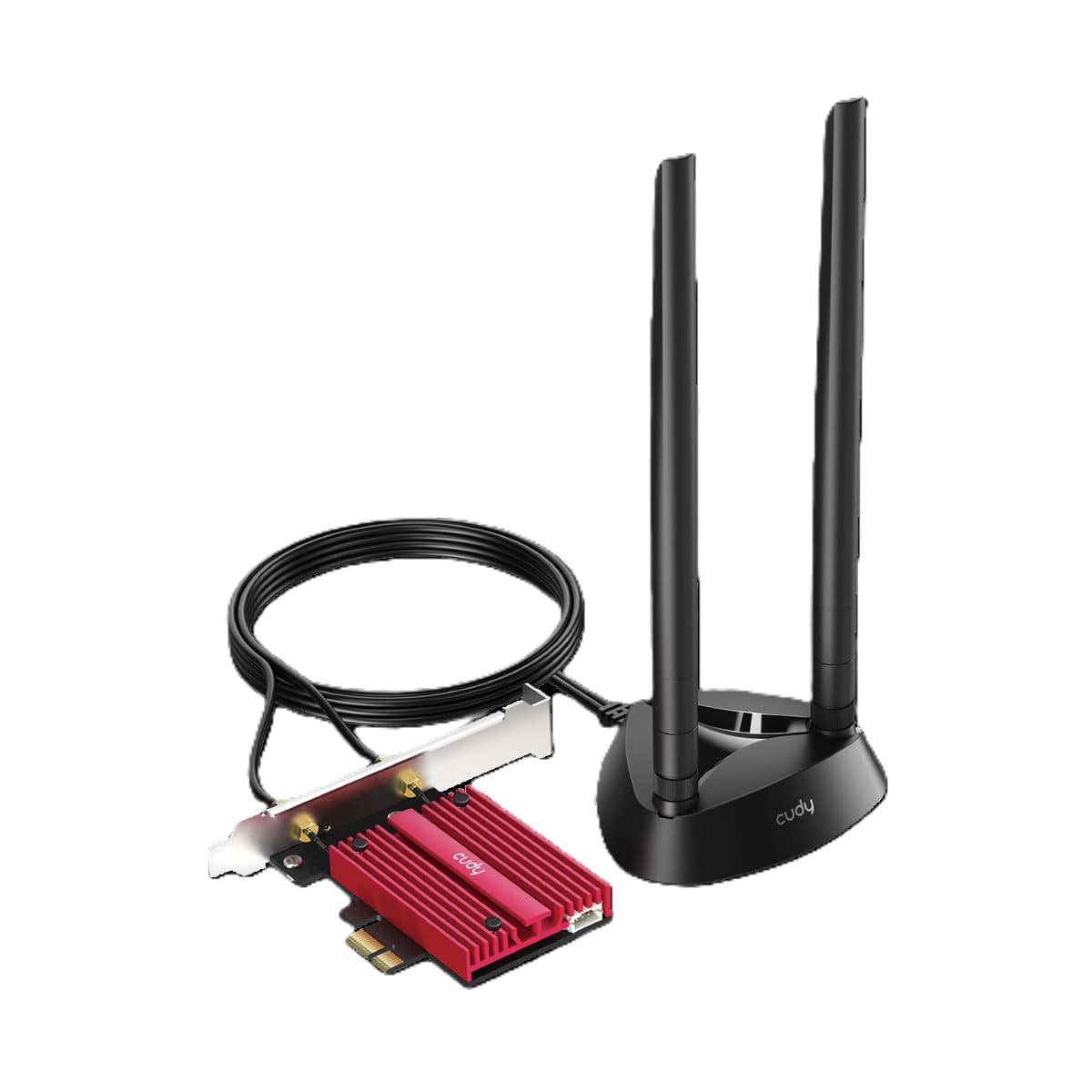 Cudy - WiFi 7 BE9300 PCIe Wi-Fi Card, 6GHz Tri-Band Wireless Adapter, Bluetooth 5.4, WPA3, Easy Installation,Intel BE200 - Red and Metal