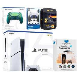 Playstation 5 Slim Disc with Extra Controller, FPS Grip Kit and MightySkins Decal Voucher + 2 Year CPS - PlayStation 5