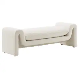 Waverly Boucle Fabric Bench by Modway - White