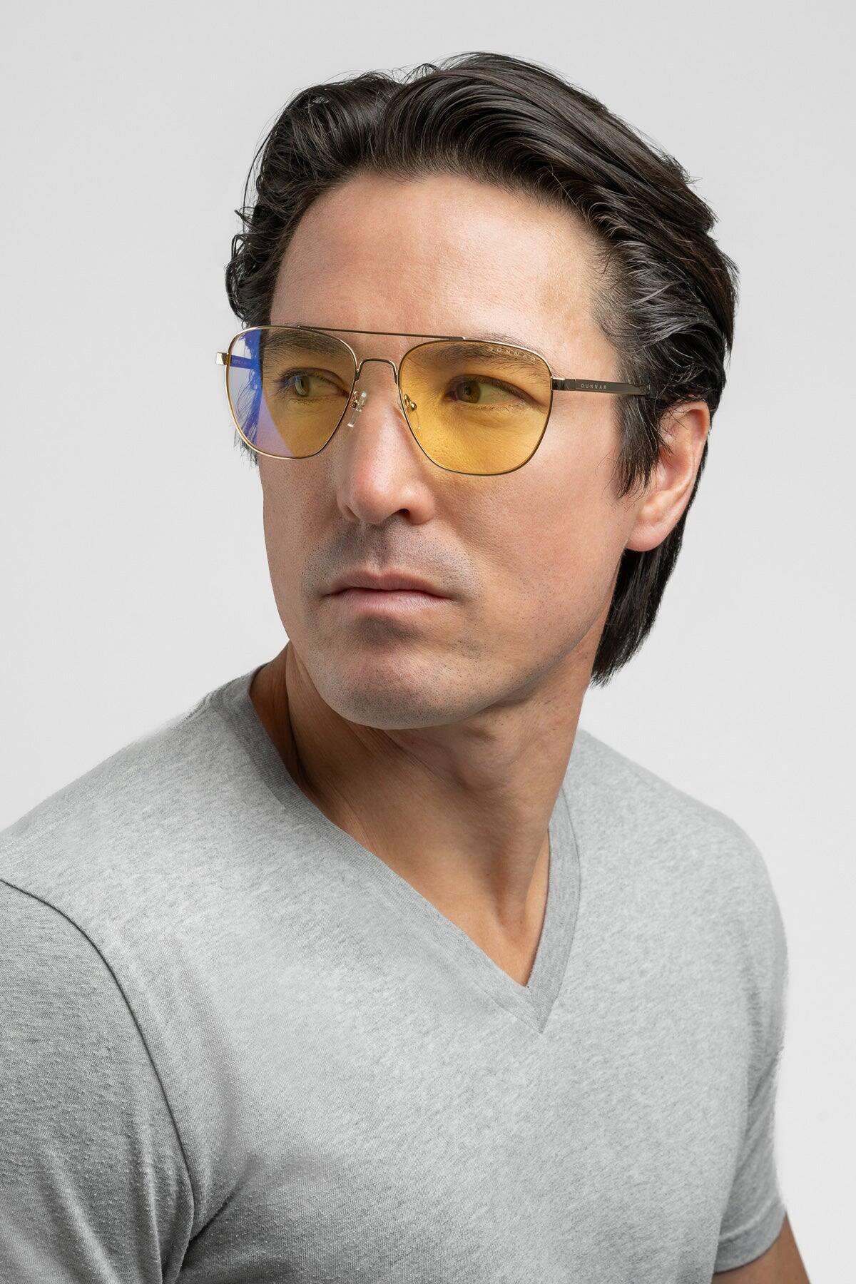 Back. GUNNAR - GUNNAR Computer Glasses  -  Mustang, Gold, Amber Lens - Blue Light Blocking, Relieve Dry Eye, Anti Glare - Gold.