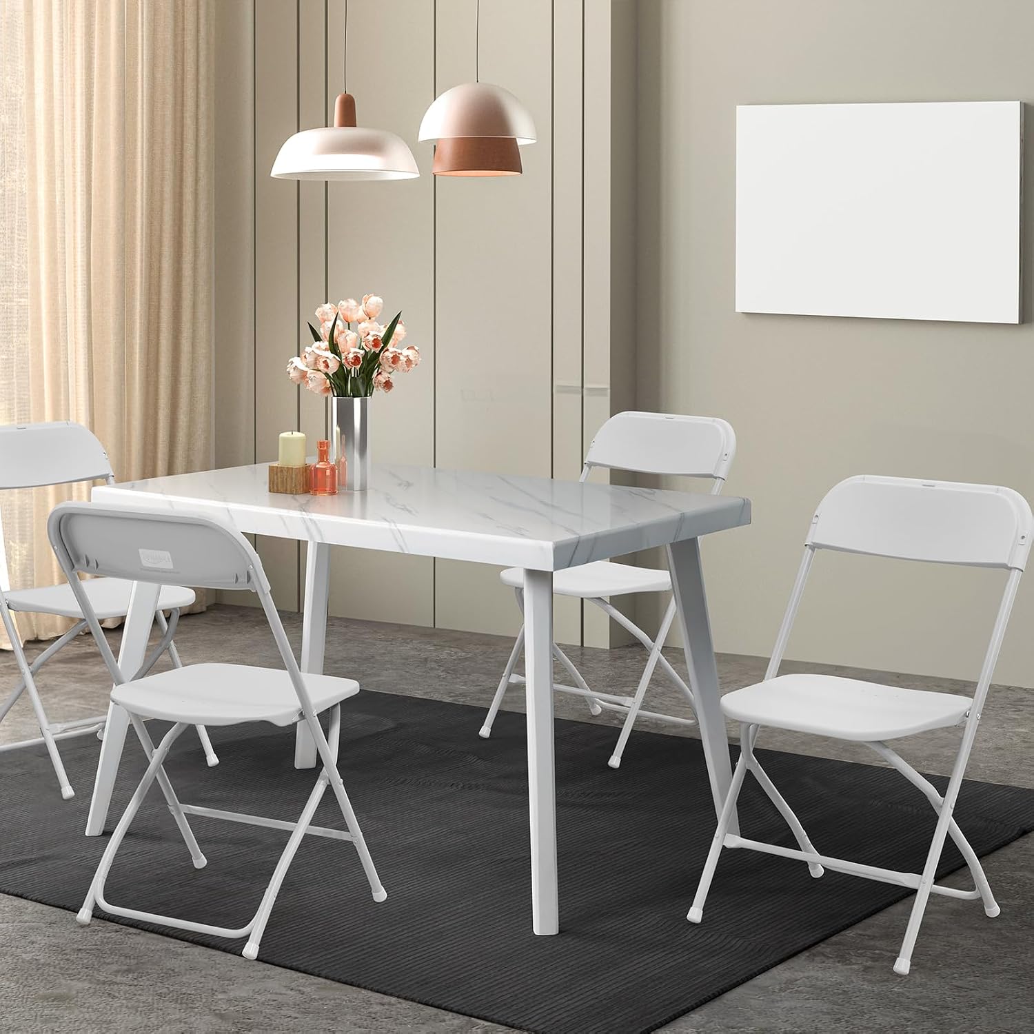 Alt View 5. Winado - Portable Plastic Folding Chair, 4PCS Commercial Seat with Steel Frame for Indoor Outdoor Wedding Party Picnic Dining - White.