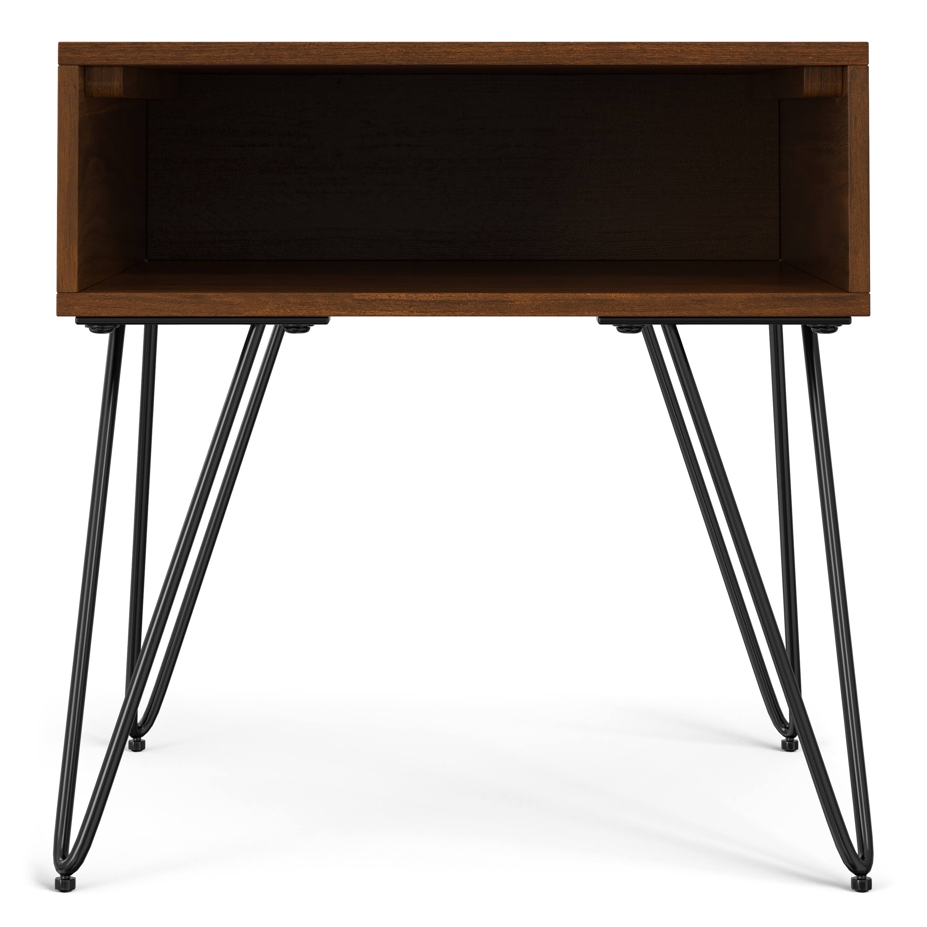Left. Simpli Home - Hunter Industrial 22 inch Wide Metal End Table in Walnut Veneer - Walnut Veneer.