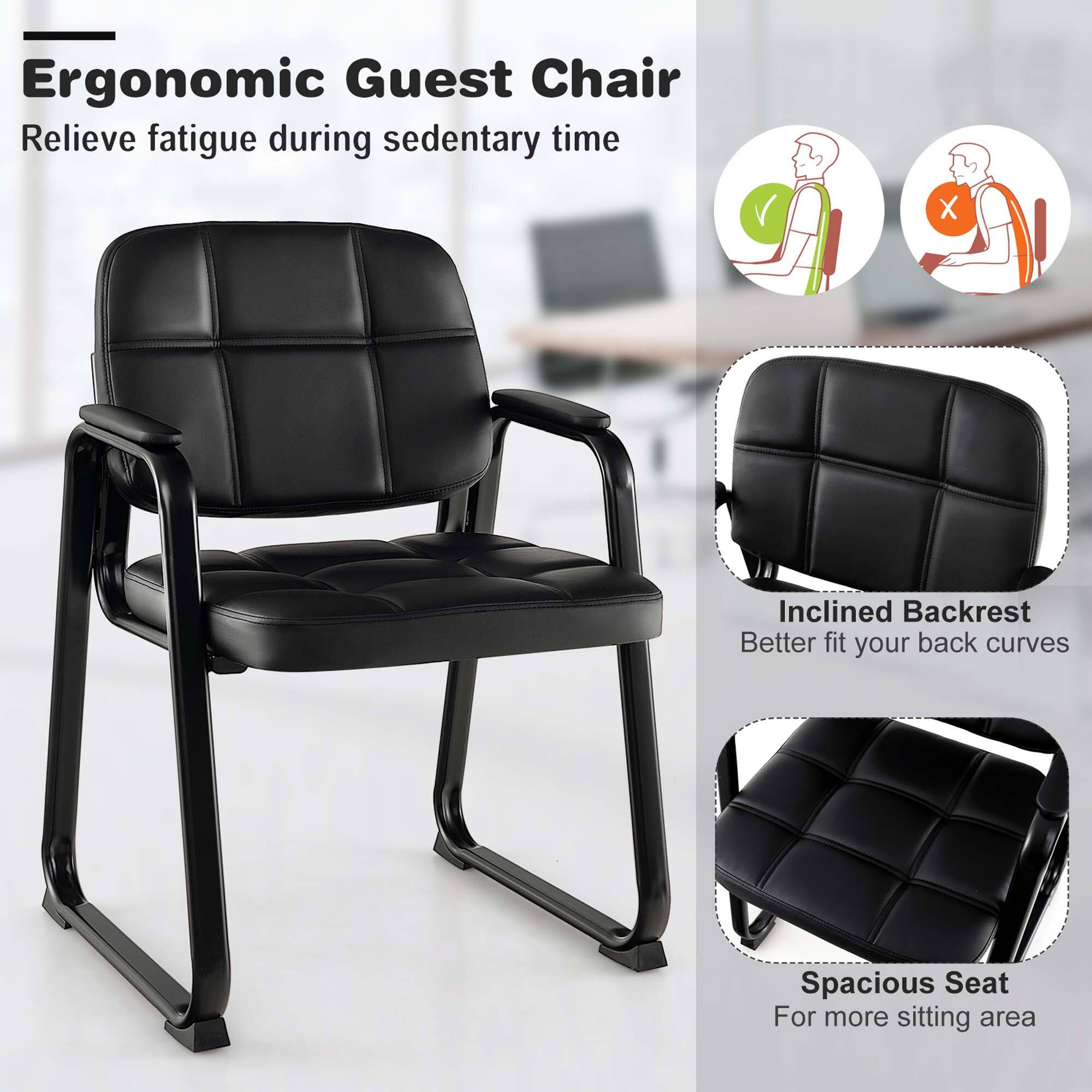 Ergonomic Guest Chair  
Relieve fatigue during sedentary time  

- Inclined Backrest  
  Better fit your back curves  

- Spacious Seat  
  For more sitting area