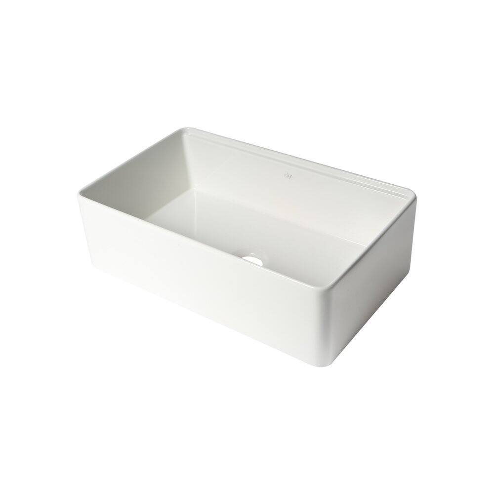Alt View 2. Alfi - ALFI brand White Smooth Apron Workstation 33 x 20 Single Bowl Step Rim Fireclay Farm Sink - White.