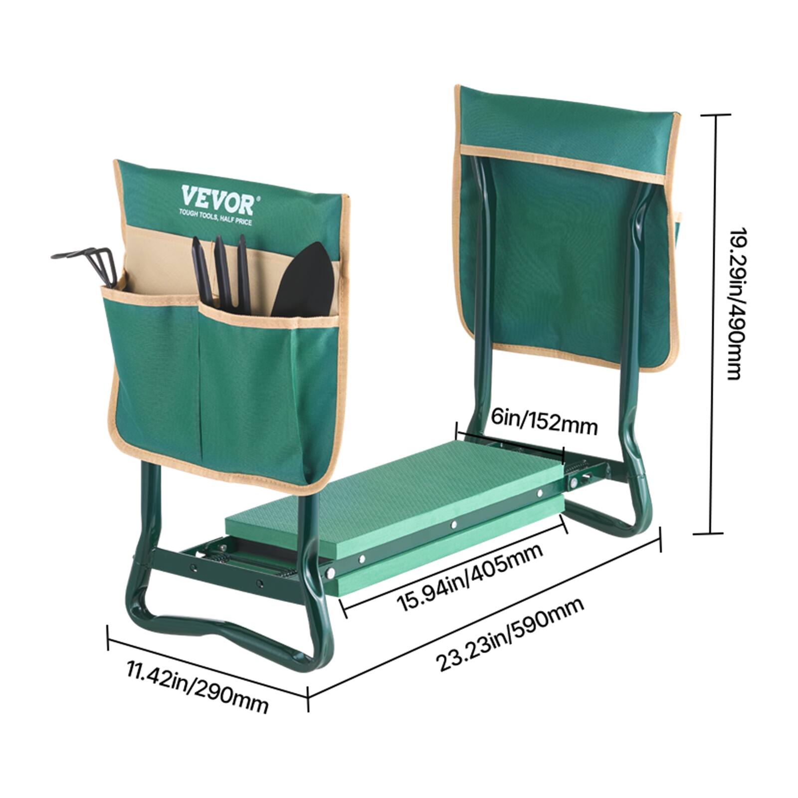 VEVOR  
TOUGH TOOL, HALF PRICE  

6in/152mm  
11.42in/290mm  
15.94in/405mm  
19.29in/490mm  
23.23in/590mm