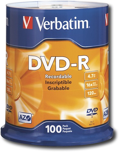  Verbatim - 100-Pack 16x DVD-R Disc Spindle