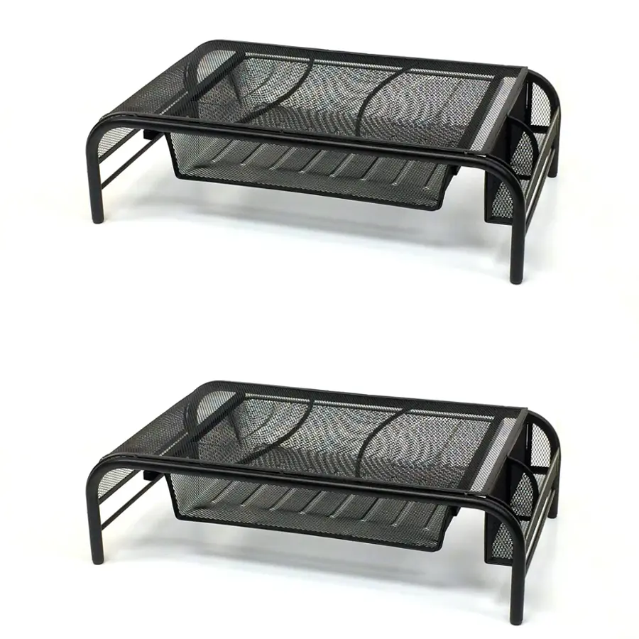 Alt View 16. Mind Reader - Monitor Stand, Ventilated Laptop Riser, Paper Tray, Office, Metal Mesh, 20"L x 11.5"W x 5.5"H, Set of 2 - Black.