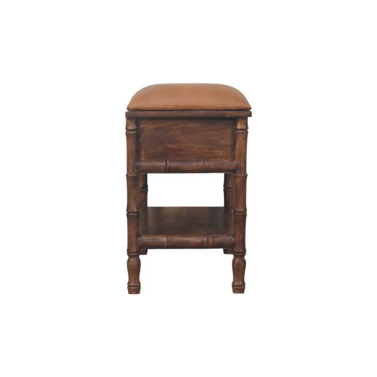 Alt View 4. Artisan Furniture - Artisan Furniture Solid Wood Bamboo Carved Storage Bench, 2 Drawers - Brown.