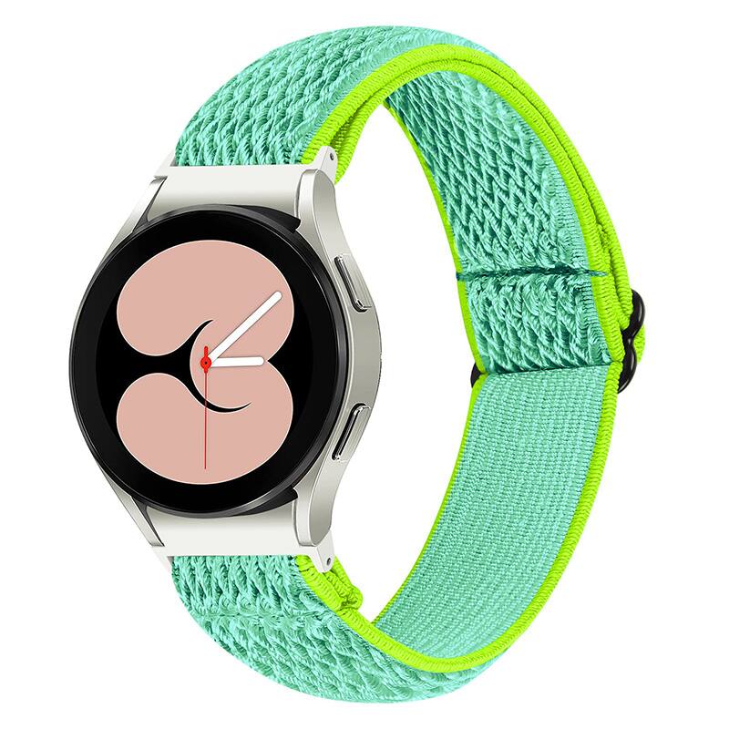 Front. StrapsCo - Comfort Stretch Band Watch Strap For Samsung Galaxy Watch 7 - Green & Yellow.