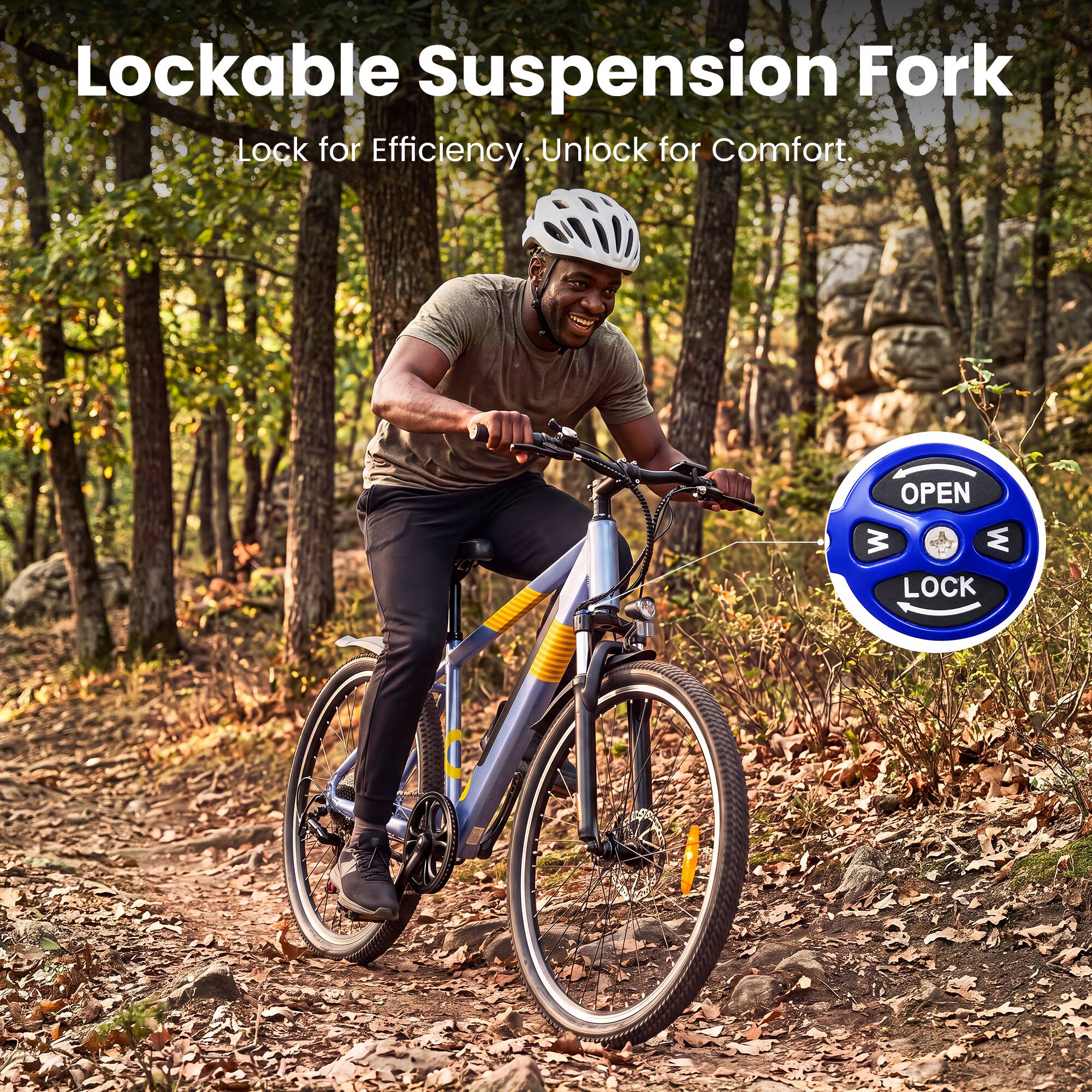 Lockable Suspension Fork  
Lock for Efficiency. Unlock for Comfort.  
OPEN W W LOCK