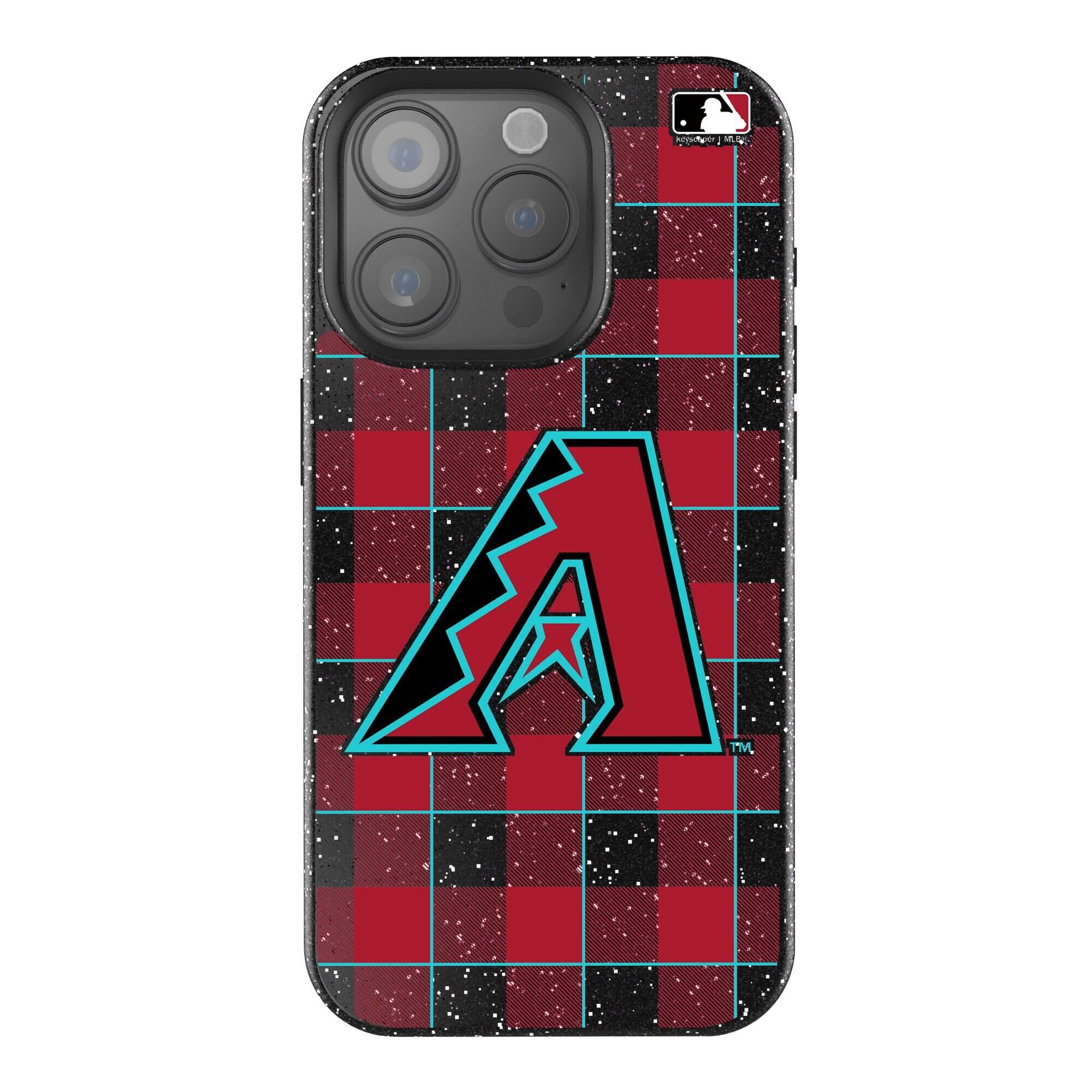 Keyscaper - MLB - Arizona Diamondbacks Plaid Bling iPhone Case - 15 - Black