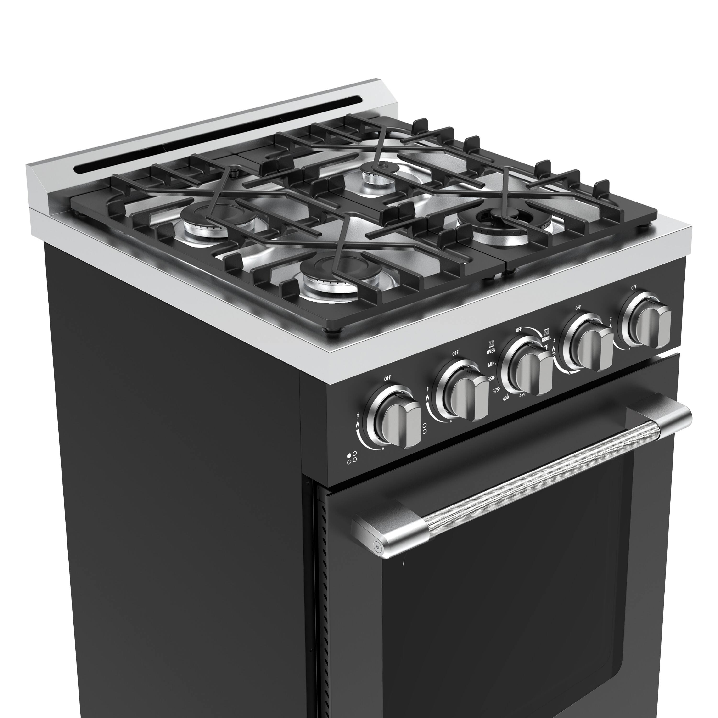 Alt View 2. Unique Appliances - Off-Grid 24 in. Wide 4 Burner 3.75 Cu. Ft. Freestanding LP Gas Range with Waist-High Broiler and Manual Clean - Black.