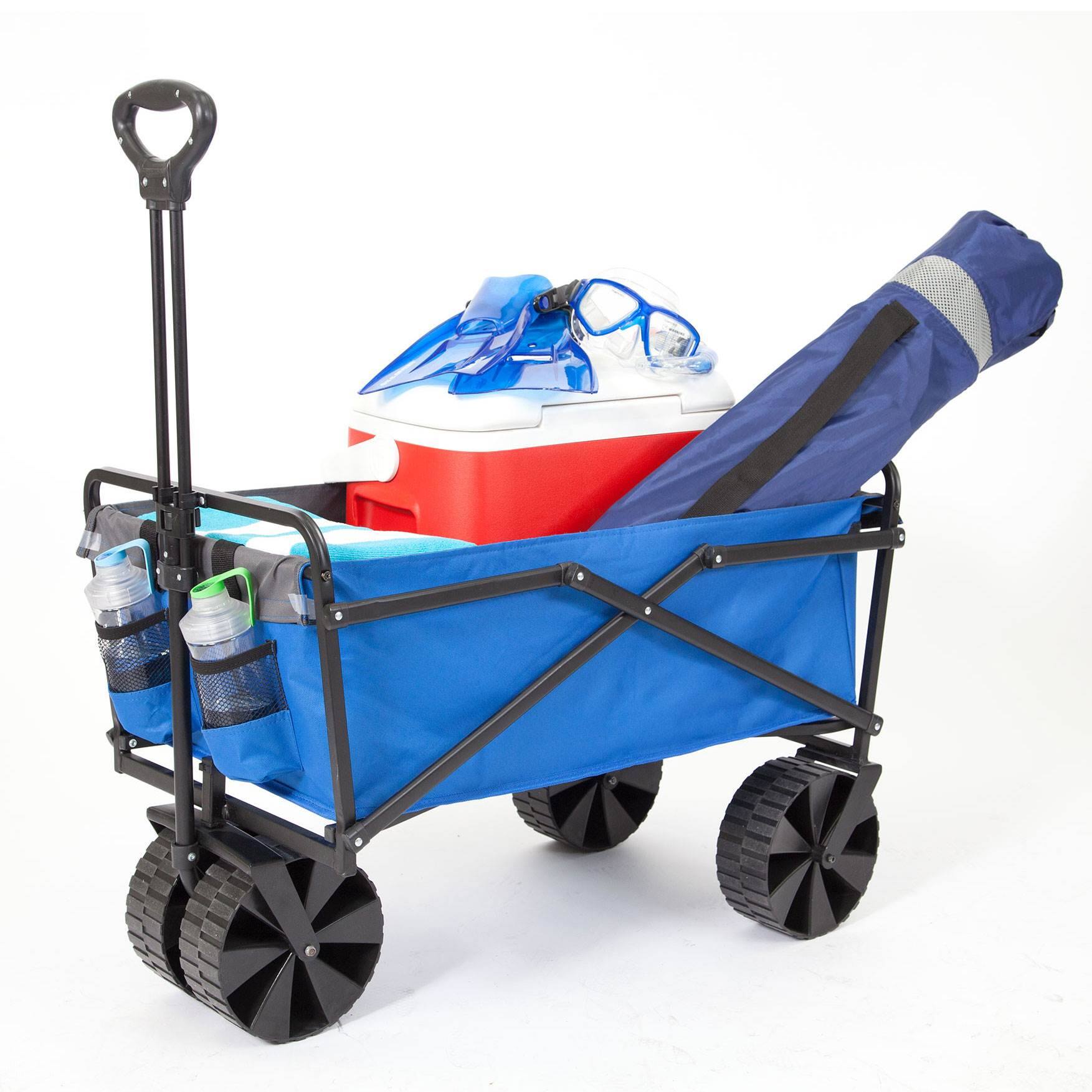 Alt View 1. SEINA - Seina 150lb Capacity Folding Steel Frame Outdoor Utility Wagon Cart, Blue/Gray - Blue-gray.