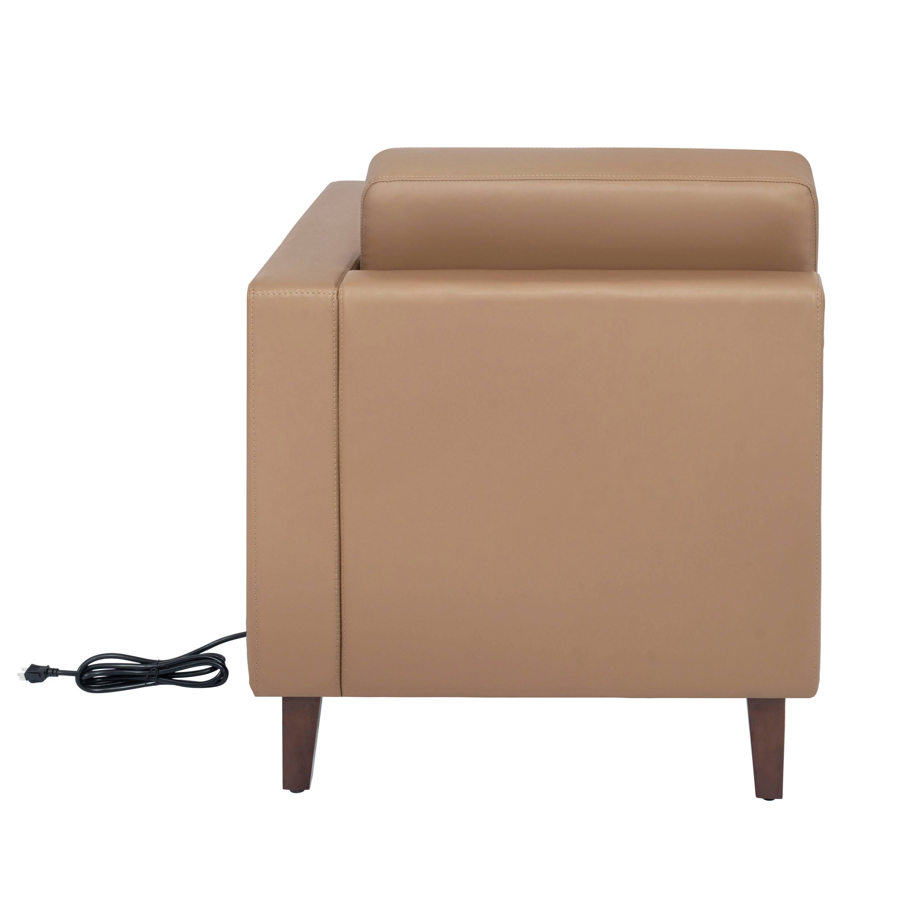 Back. Flash Furniture - HERCULES Artemis Cognac LeatherSoft Right Arm Reception Chair, 2 AC Outlets/1 USB/1 USB-C Ports and Wooden Walnut Legs w - Brown.
