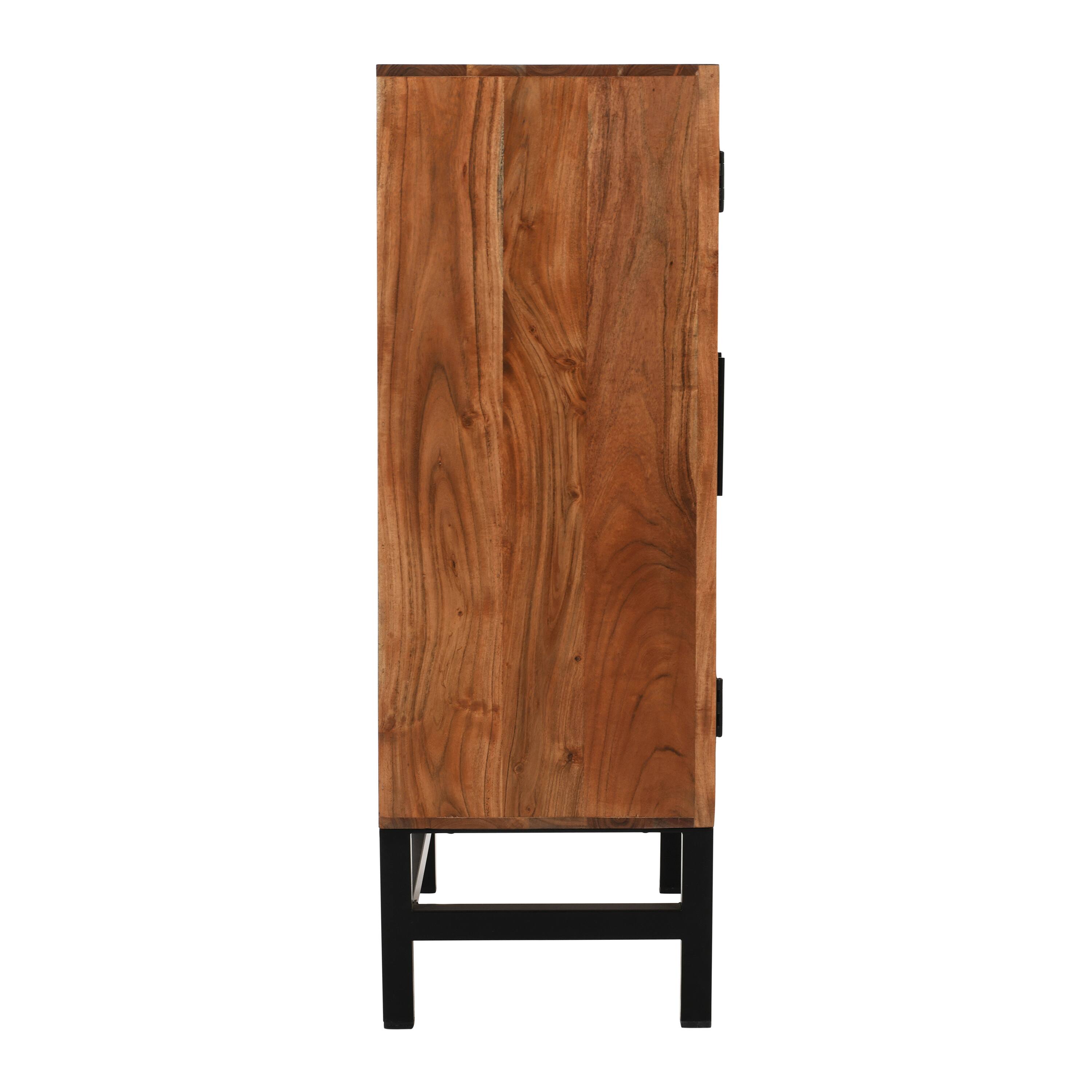 Alt View 2. Manhattan Lane - 30 Inch Storage Cabinet, Handcrafted Rustic Brown Acacia Wood - Rustic Brown, Black.