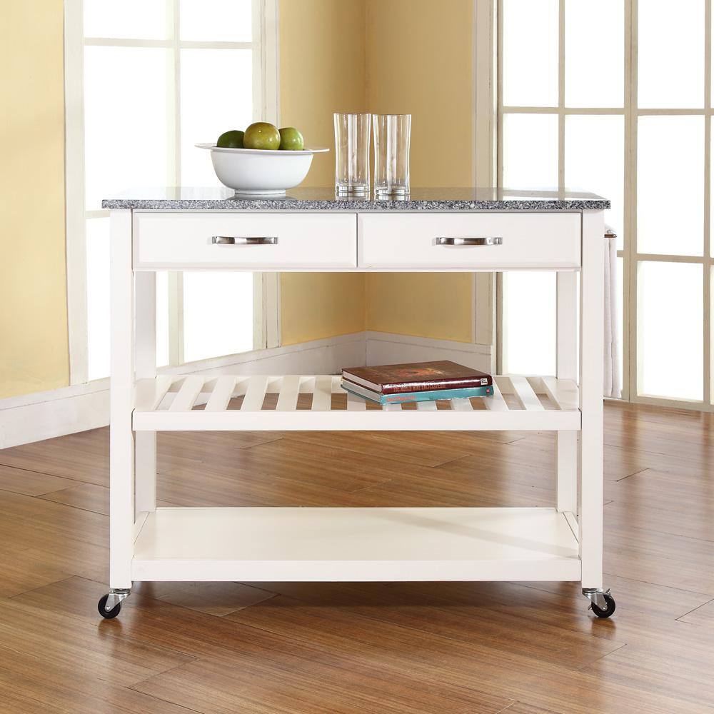 Alt View 2. Crosley Furniture - Granite Top Kitchen Prep Rolling Cart - White.