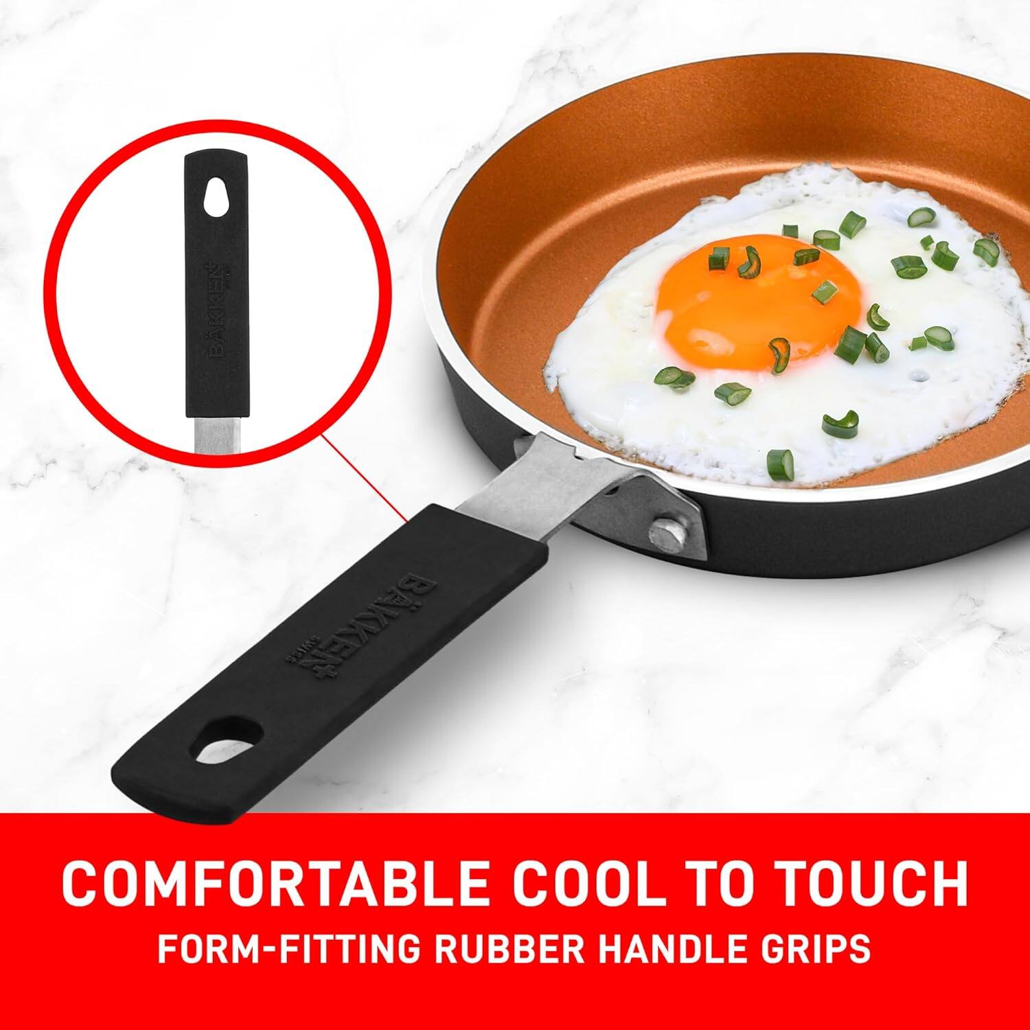COMFORTABLE COOL TO TOUCH FORM-FITTING RUBBER HANDLE GRIPS