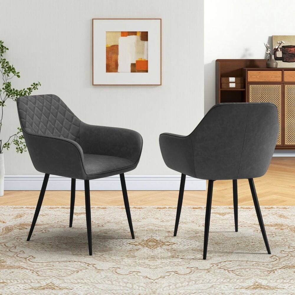 Alt View 5. Kadyn - Dining Room Chairs, Kitchen Chairs,Leisure Dining Chair Set of 2 with Curved Backrest and Wide Seat-Gray - Gray.