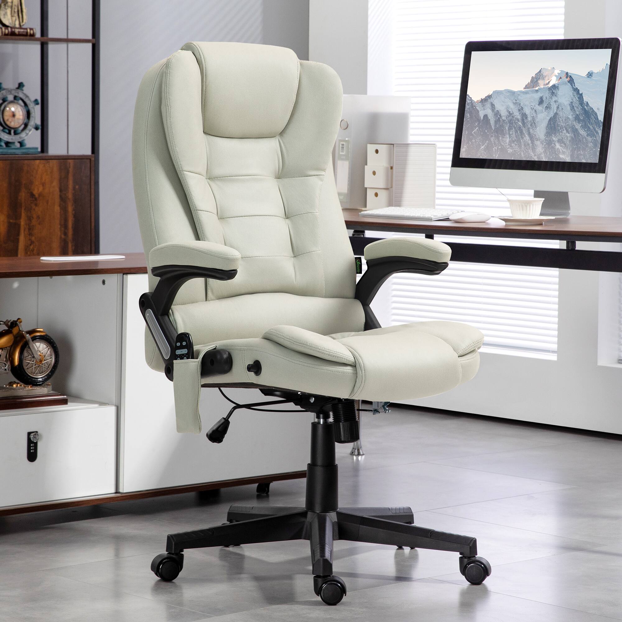 Alt View 1. Vinsetto - ​​6 Point Vibrating Massage Office Chair with Heat, High Back Executive Office Chair with Reclining Backrest​​ - Beige.