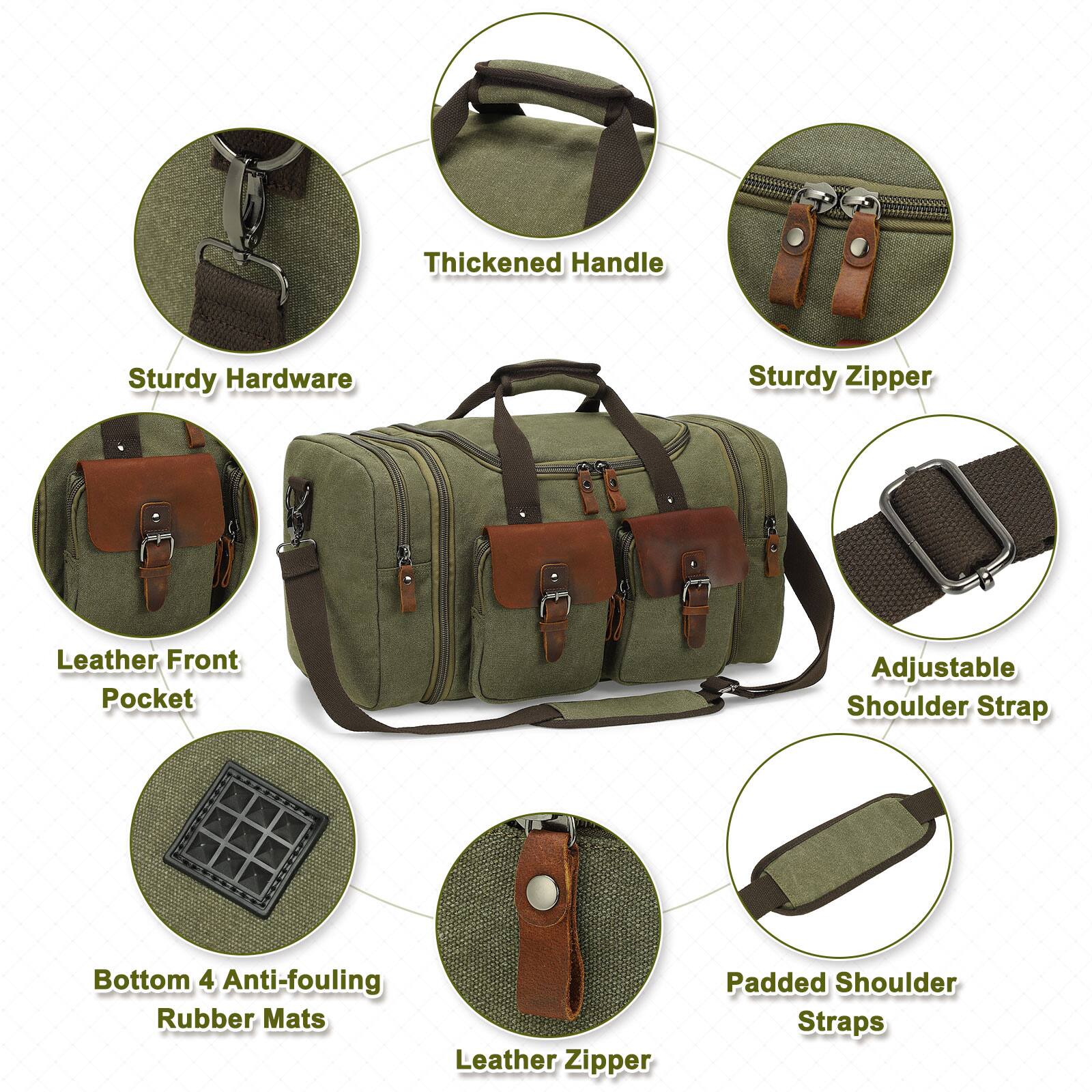 - Thickened Handle
- Sturdy Hardware
- Sturdy Zipper
- Leather Front Pocket
- Adjustable Shoulder Strap
- Bottom 4 Anti-fouling Rubber Mats
- Leather Zipper
- Padded Shoulder Straps