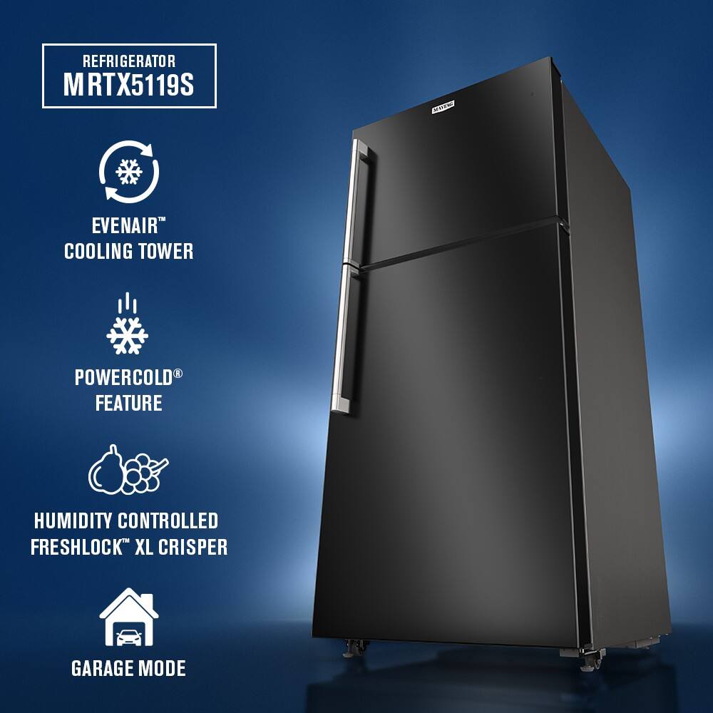 REFRIGERATOR MRTX5119S  
EVENAIR™ COOLING TOWER  
POWERCOLD® FEATURE  
HUMIDITY CONTROLLED FRESHLOCK™ XL CRISPER  
GARAGE MODE