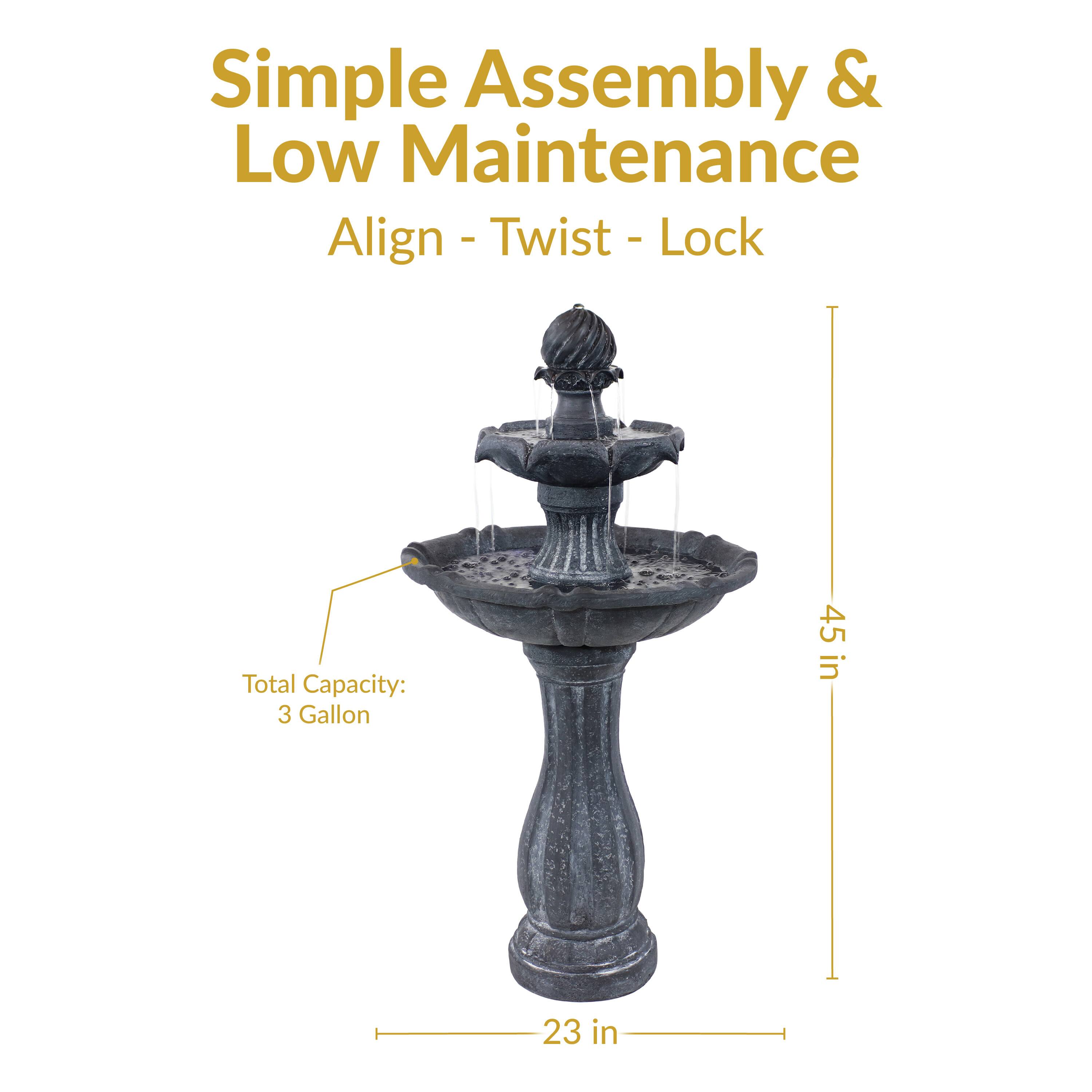 Simple Assembly & Low Maintenance  
Align - Twist - Lock  

Total Capacity: 3 Gallon  
45 in  
23 in
