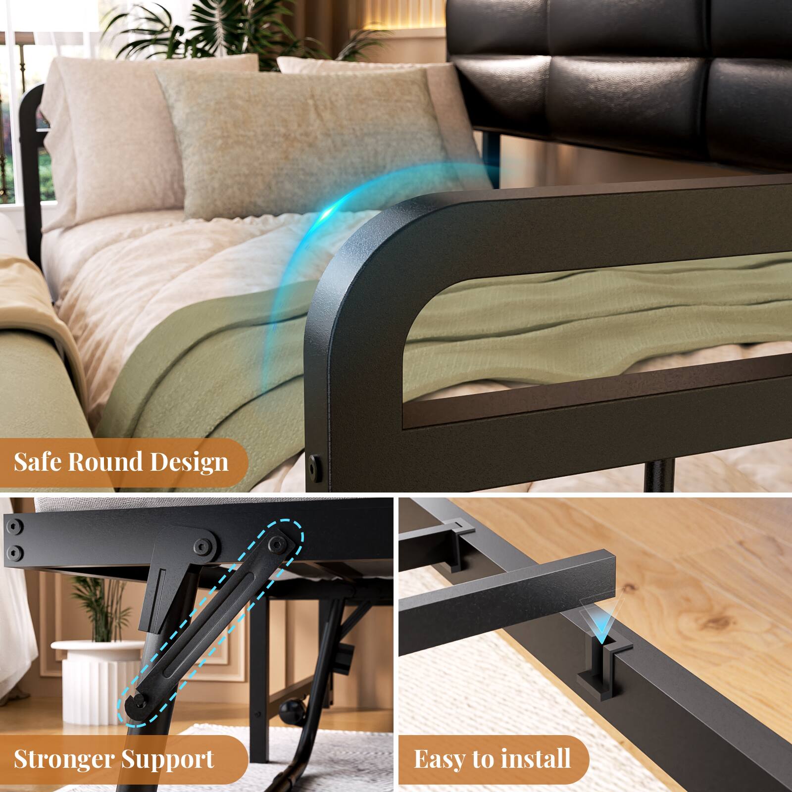 Safe Round Design  
Stronger Support  
Easy to install