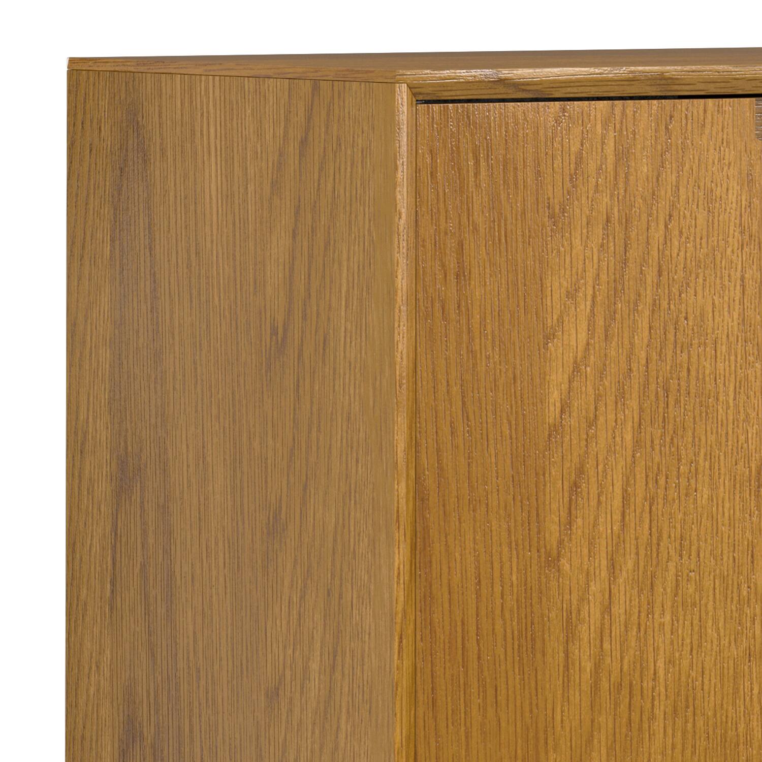 Alt View 4. Simpli Home - Banting Mid Century Sideboard with Centre Drawers in Oak Veneer - Oak Veneer.