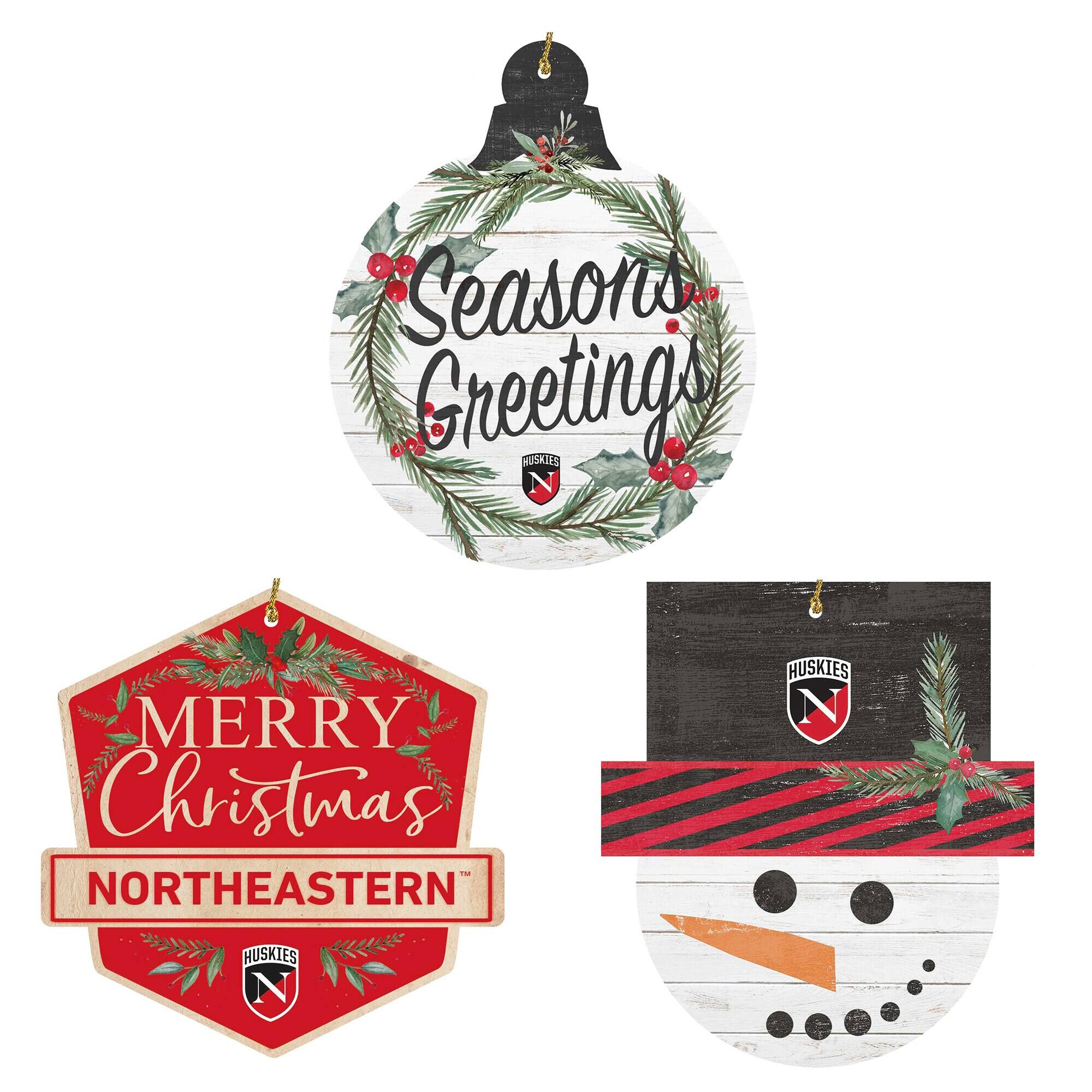 Jardine - Northeastern Huskies Ornament Bundle - White