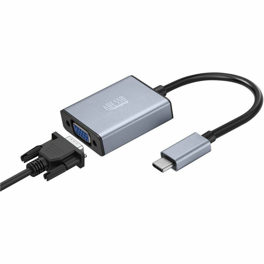 Alt View 7. Adesso - Adesso USB-C to VGA Adapter - 1 x USB Type C - Male - 1 x 15-pin HD-15 VGA - Female - 1920 x 1080 Supported - Black.