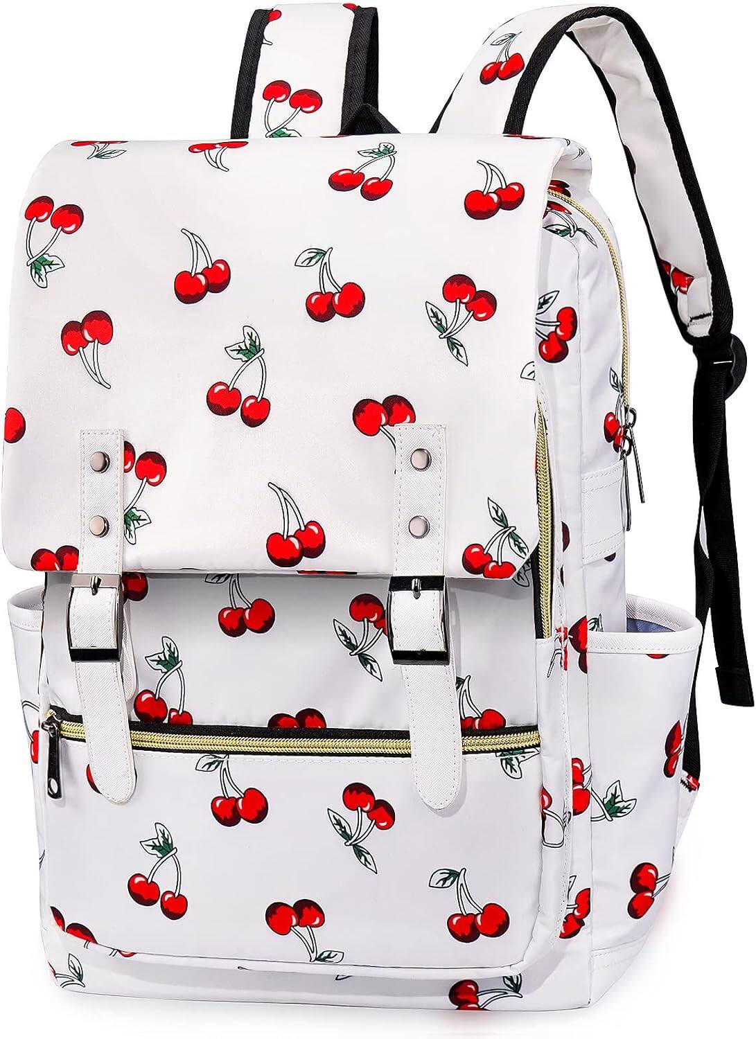 Front. Live At Space - Cherry Laptop Backpack Girls Women,College School Bookbags - Cherry.