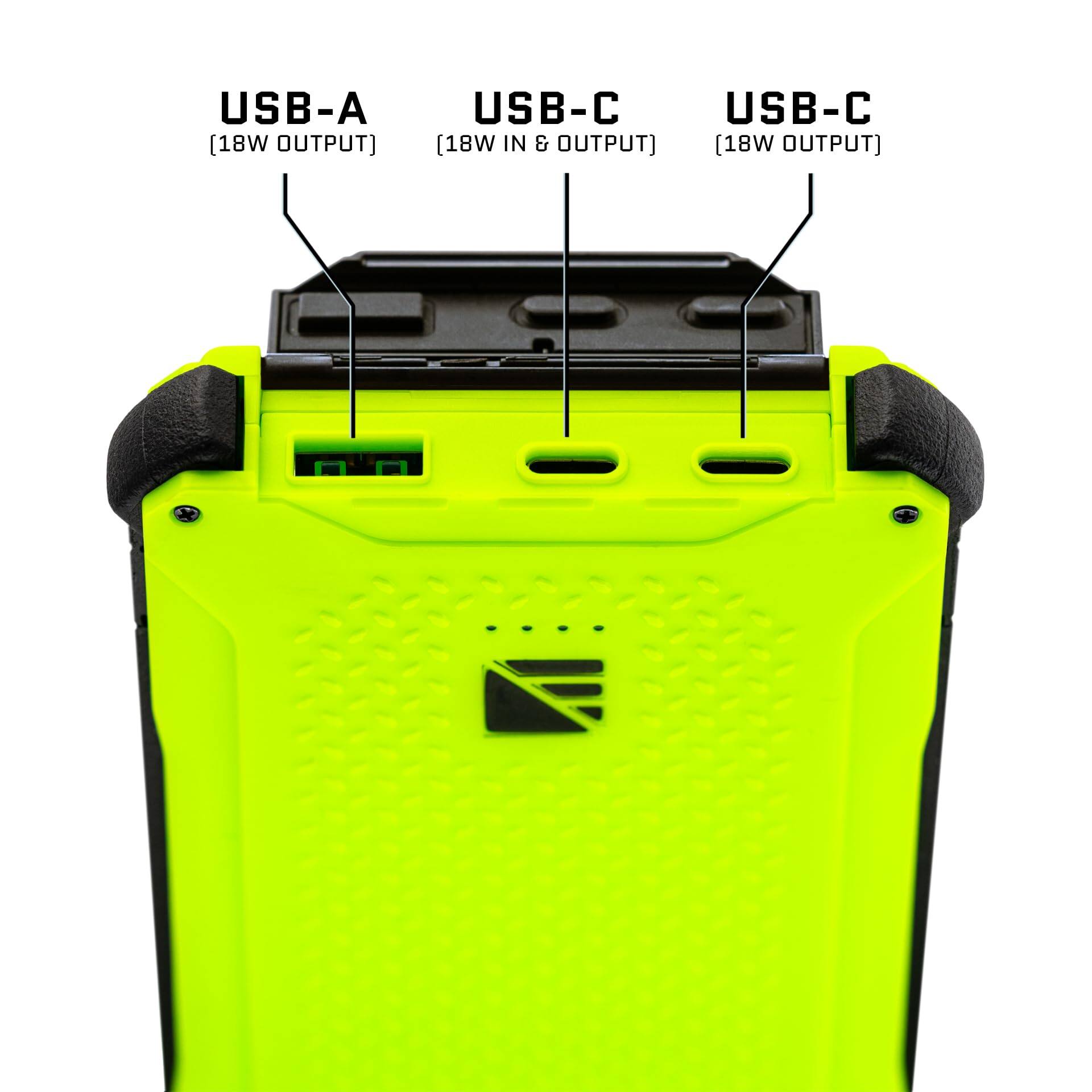 USB-A [18W OUTPUT]  
USB-C [18W IN & OUTPUT]  
USB-C [18W OUTPUT]