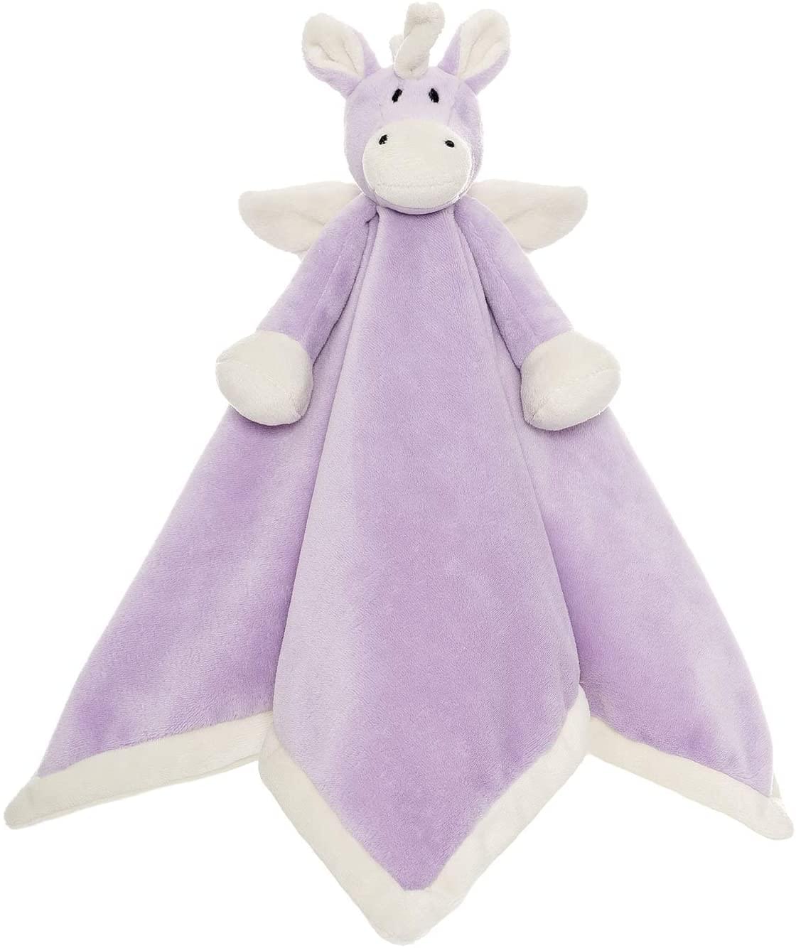 Front. TriAction Toys - Teddykompaniet Diinglisar Collection 11 Inch Plush Animal Blanket | Unicorn - Purple.