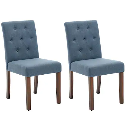 Front. Acekool - Upholstered Dining Chairs Set of 2, Modern Fabric Kitchen Side Chairs with Sturdy Wood Legs,Rubber Frame - Blue.