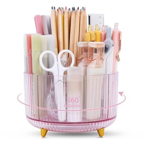 Vulpecula Spade - Rotating Pencil Pen Holder, Pen Organizer with 5 Slots - Aesthetic Desk Organizer and Accessories for School, Home,