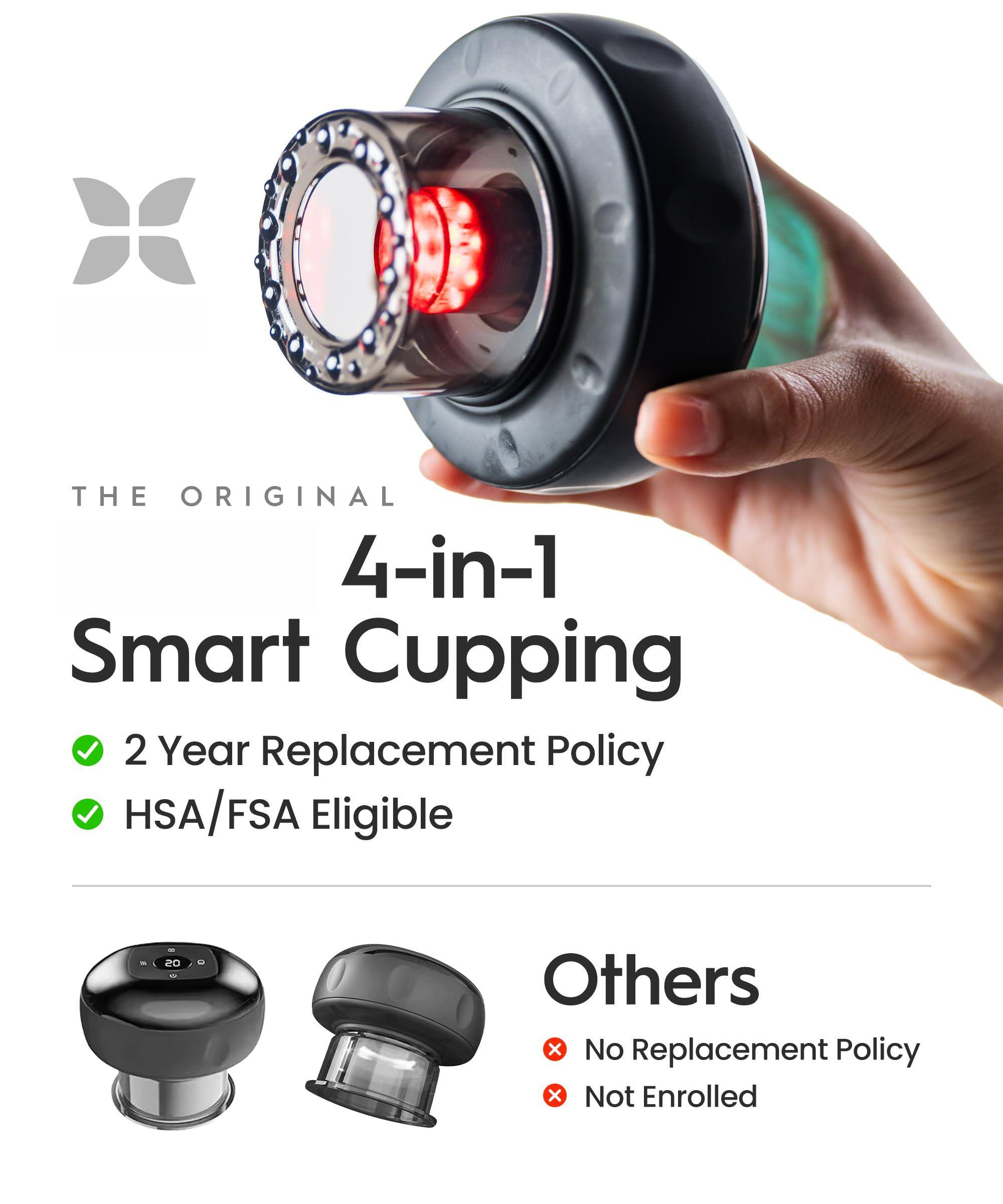THE ORIGINAL  
4-in-1 Smart Cupping  
2 Year Replacement Policy  
HSA/FSA Eligible  

Others  
No Replacement Policy  
Not Enrolled