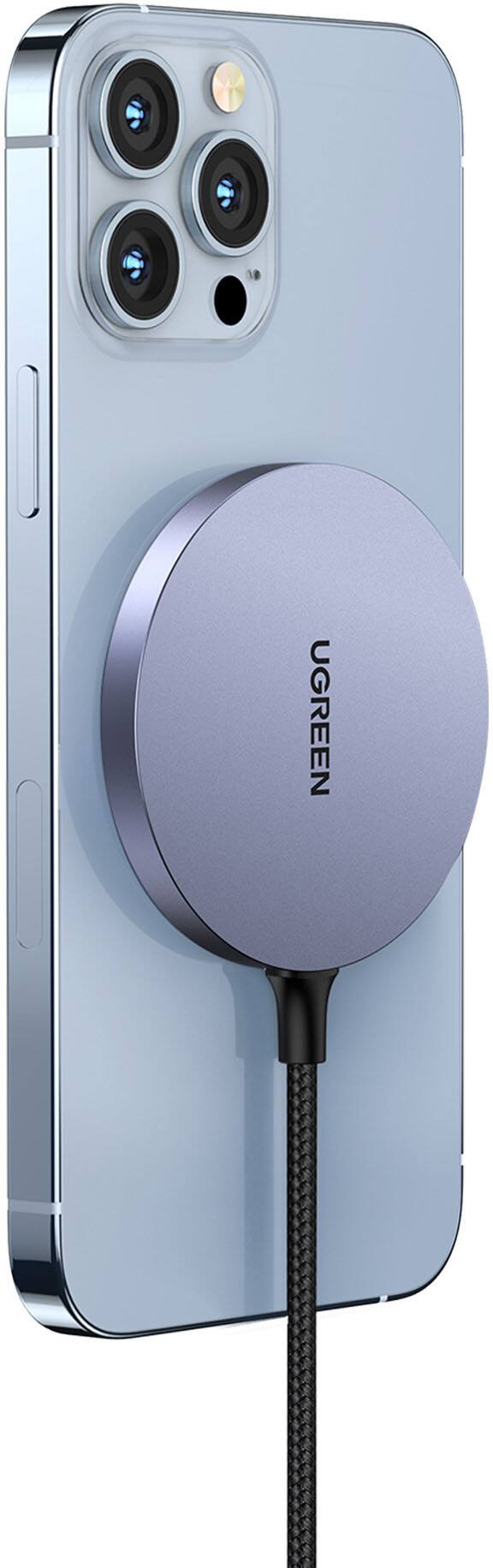 Alt View 2. UGREEN - Magflow Magnetic Wireless Charger for iPhone 17/16/15/14/13/12 Series, MagSafe Compatible (No AC Adapter) - Black.