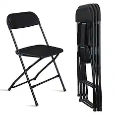 Front. Winado - 4PCS Portable Plastic Folding Chairs, Commercial Seat with Steel Frame for Indoor Outdoor Wedding Party Picnic Dining - Black.