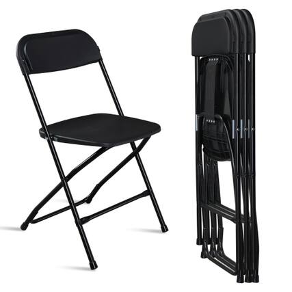Front. Winado - 4PCS Portable Plastic Folding Chairs, Stackable Seat with Steel Frame for Indoor Outdoor Wedding Party Picnic Dining - Black.