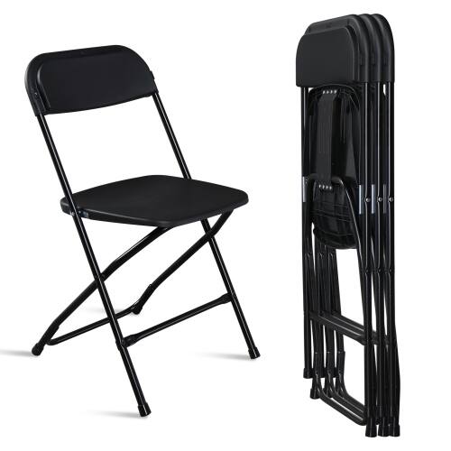 Front. Winado - 4PCS Portable Plastic Folding Chairs, Stackable Seat with Steel Frame for Indoor Outdoor Wedding Party Picnic Dining - Black.