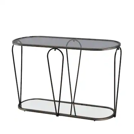 Front. Furniture of America - Miffa Contemporary Metal 1-Shelf Console Table - Gray.