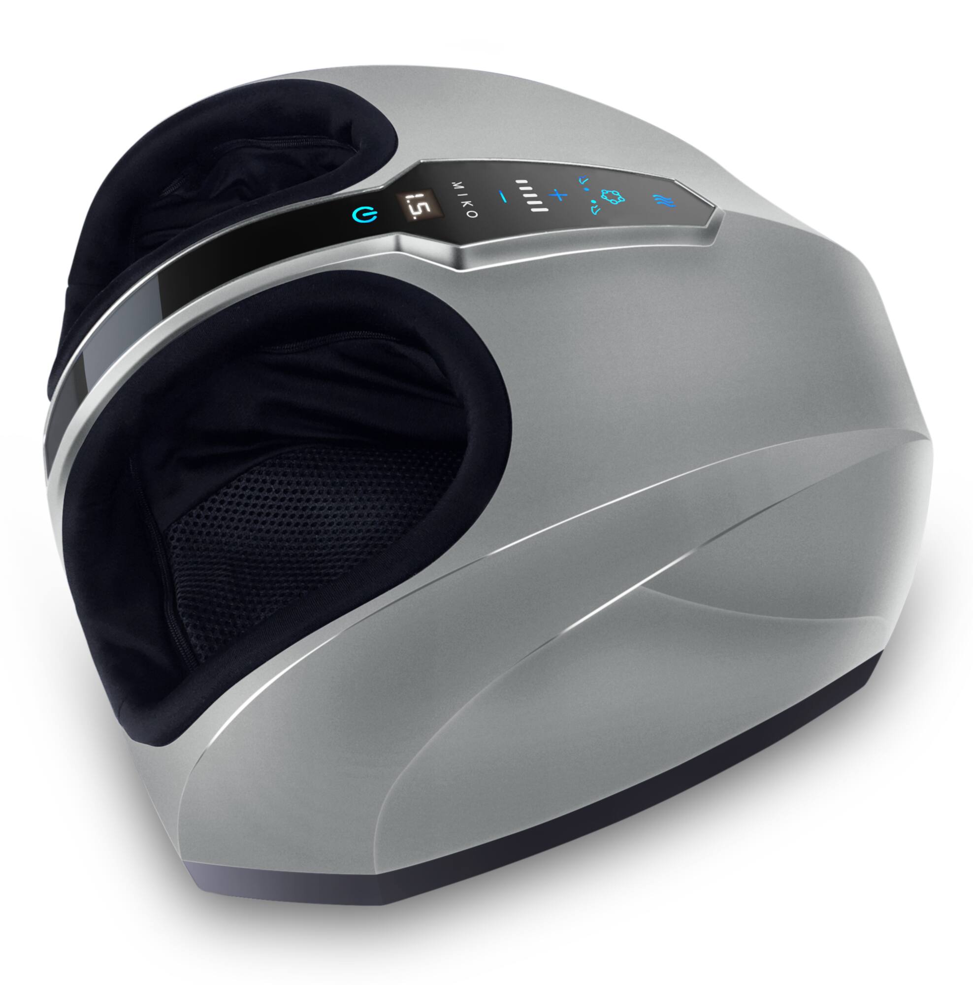 Alt View 3. Miko - MIKO Shiatsu Foot Massager with Heat – Deep Kneading, Rolling & Air Compression, 5 Pressure Levels, Pain Relief for Plan - Silver.