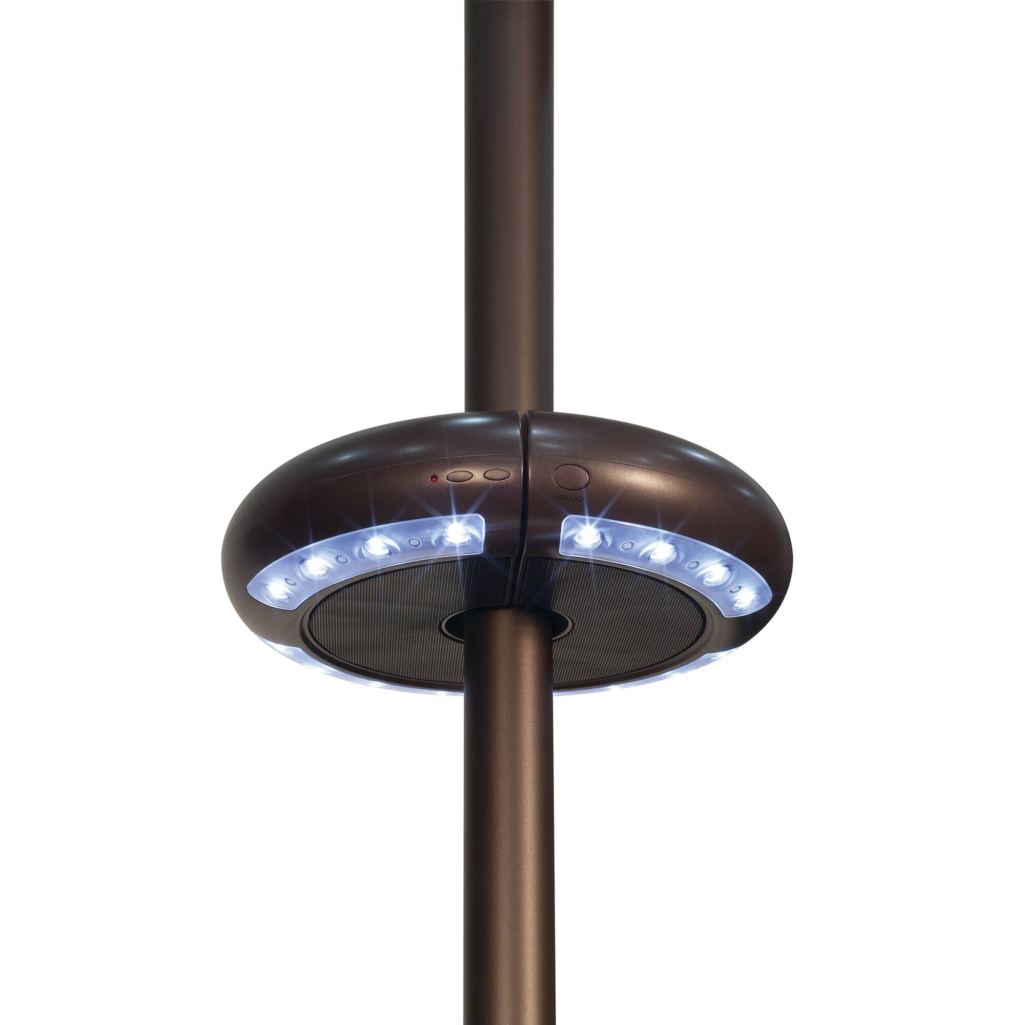 Back. Mondawe - 9.76" Round Umbrella Light with Bluetooth Speaker 16 LED Lights - Bronze.