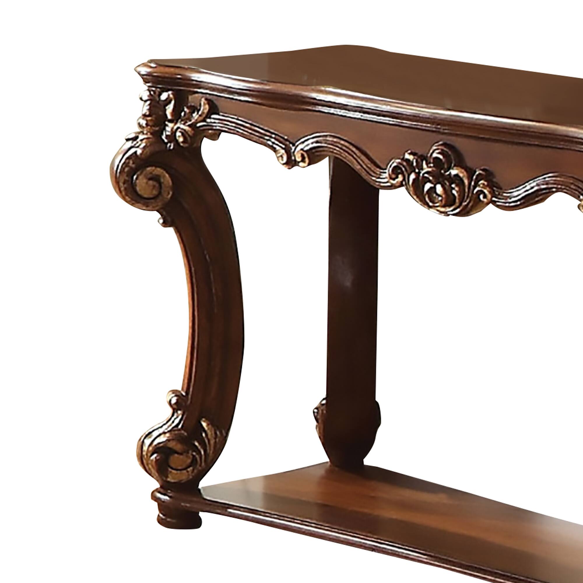 Alt View 1. Manhattan Lane - Rectangular Sofa Table With Scrolled Leg And Bottom Shelf - Brown.
