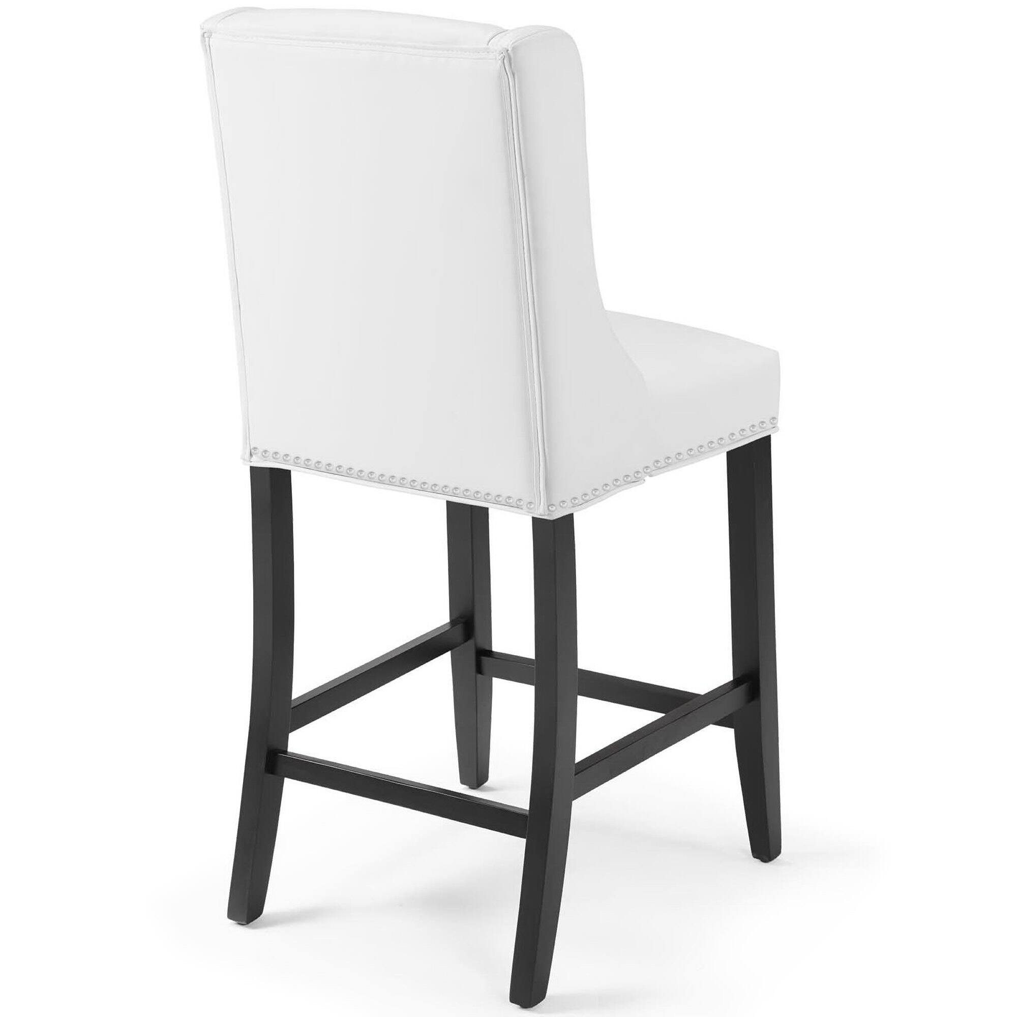 Back. Modway - Baron Faux Leather Counter Stool Set of 2 by Modway - White.