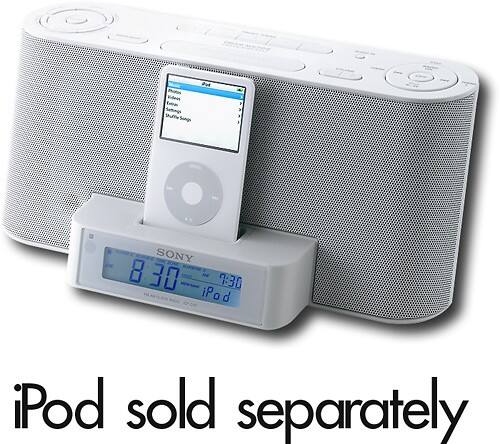 Angle Standard. Sony - AM/FM Clock Radio with Apple® iPod® Dock - White.