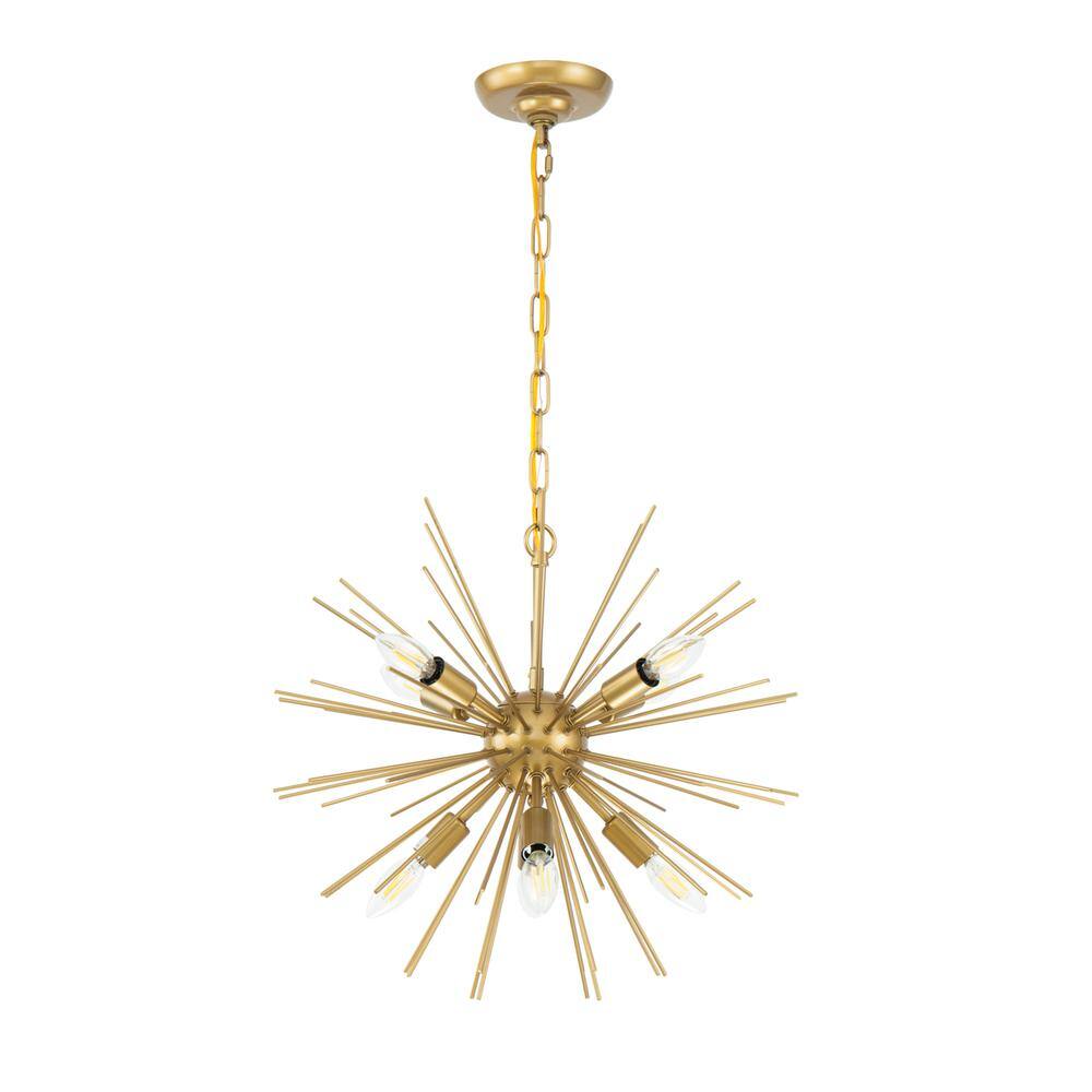 Alt View 7. Living District - Timber 8 light Brass pendant - Brass.